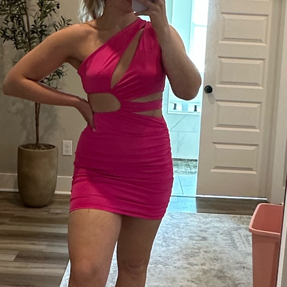Hot Pink Cutout Mini Dress
